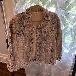 Free People Snakeskin Denim Jacket